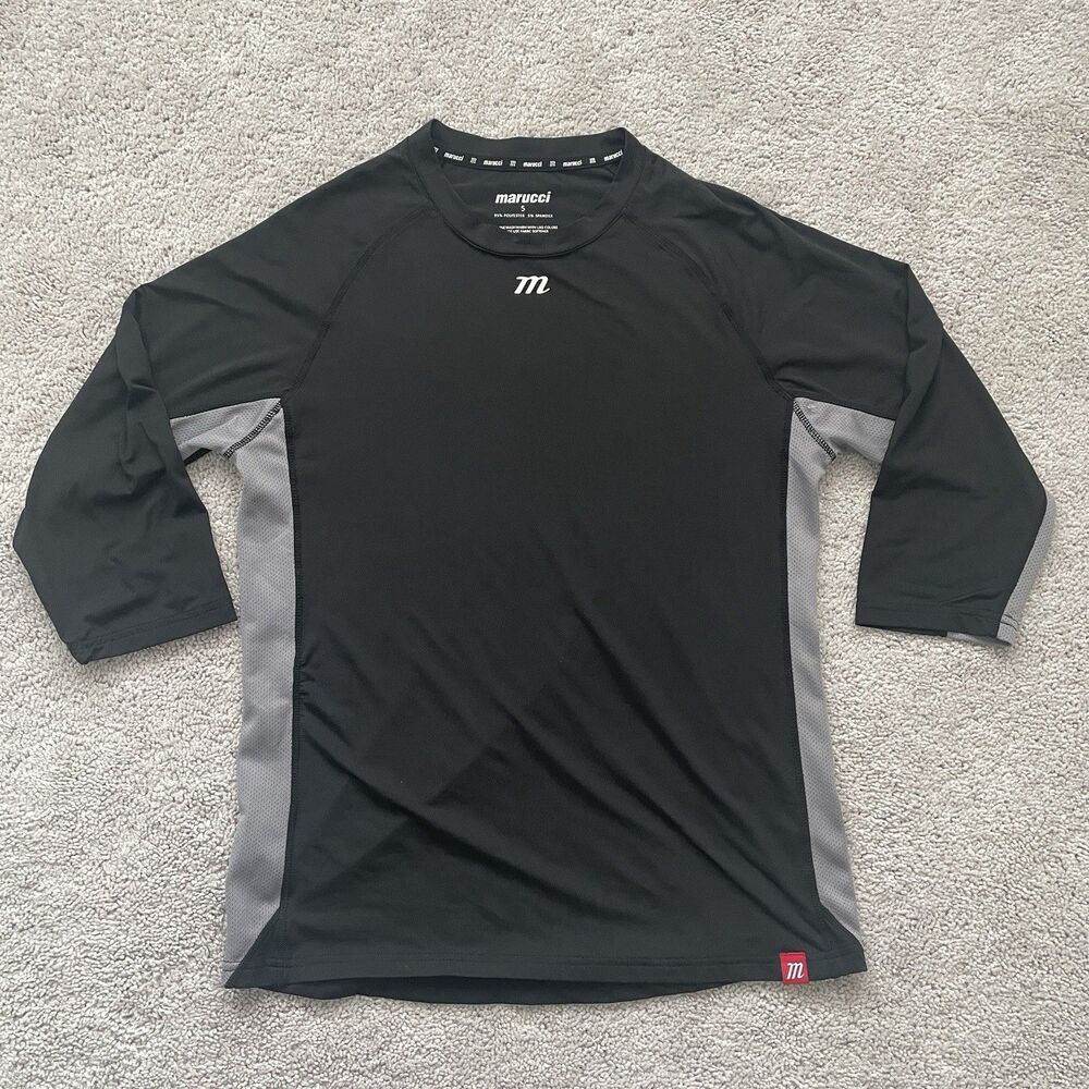Marucci Men's Small Black Hockey Baseball 3/4 Sleeve Compression Undershirt